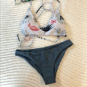 SHEIN Floral and Blue Bikini Set